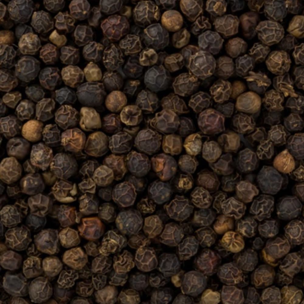 Whole dried black peppercorns